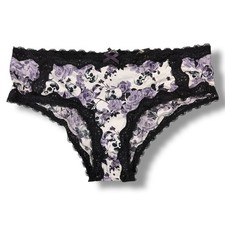 Torrid Size 2 Gothic Purple Rose  Skull Black Lace Hipster Cheekster Panty NEW