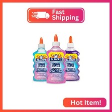 Elmer's Liquid Glitter Glue, Assorted Colors, Blue, Pink, Purple - Arts Crafts