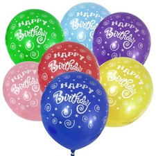 Allgala 100ct 12" Latex Balloons, Helium Grade, Happy Birthday Party Decor