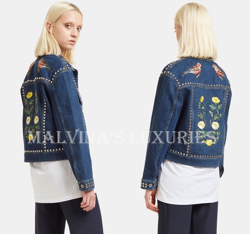 STELLA MCCARTNEY DENIM JACKET FLORAL EMBROIDERED STUDDED BLUE COTTON $1,930 42 6 - Picture 7 of 8