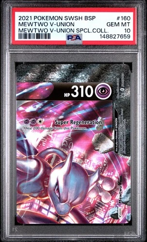 2021 POKEMON SWSH BLACK STAR PROMO #160 MEWTWO V-UNION PSA 10
