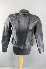 CLASSIC BLACK DYNAMIC LEATHERS COWHIDE BIKER JACKET SIZE 12
