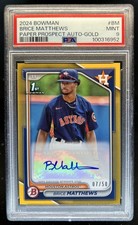 2024 Bowman Brice Matthews Auto Gold 1st Prospect #/50 Astros PSA 9