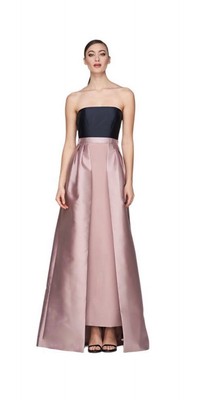 Kay Unger Vivienne Walk Thru Gown Dress Size 12  Woodrose Pink French Navy