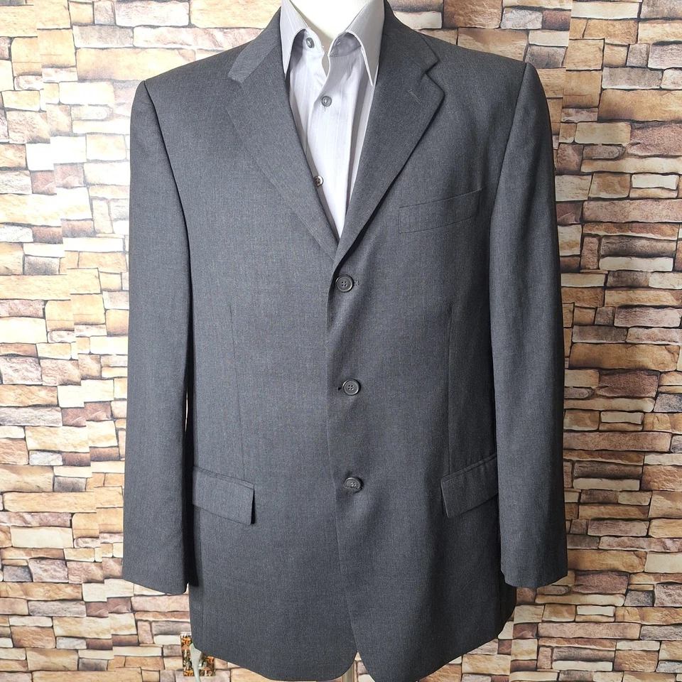 Chaqueta Blazer Perry Ellis Para Hombre 42L Gris Oscuro 3 Botones Lana Sin Ventilación Foto 2 de 4