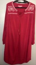 Woman Within Dress embroidered Pink, Size M (14/16), Long Sleeve, Boho