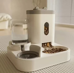Automatique Animal Alimentation Nourriture Chien Cat Food Bowl Fontaine d'eau Grande capacité Gris