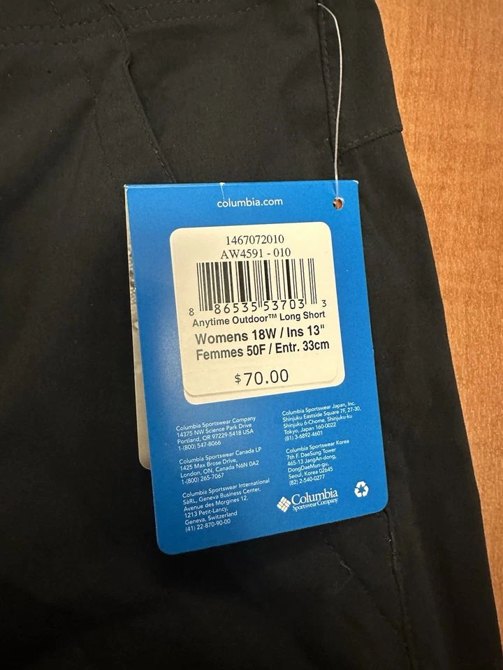 Pantalones Cortos Columbia Mujeres Exterior Negros Omni Shield Talla 18-13 Entrepierna Nuevo con Etiquetas $70 Foto 2 de 4