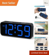 Small Digital Alarm Clock for Bedroom, Large Number, Battery Backup