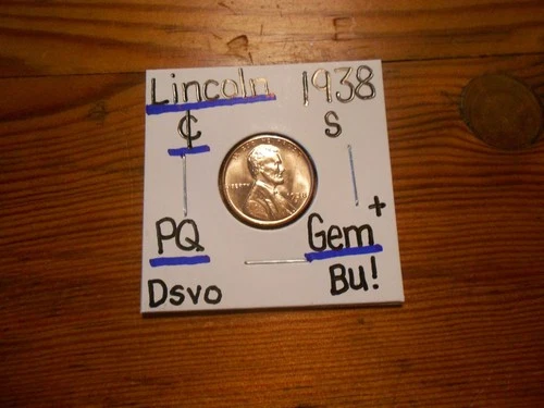 1938S Lincoln Cent Gem BU+ SO NICE!!!! PQ!!!! Proof-Like!!!!!!