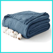 100 Cotton Muslin Blanket King 108" x 90", 6 Layers Breathable and Lightweig...