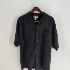 Original Island Sport Short Sleeve Floral Textured Classic Shirt Black Size L