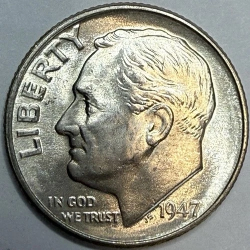 1947 D Uncirculated Roosevelt Silver Dime Exact Coin Imaged #ROOS34