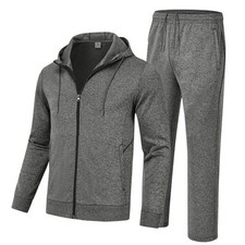Men's Tracksuit 2 Pieces Set Hoodie Sweatsuits Full Zip X-Large Deep Grey