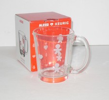 Alessi new Girotondo Glass Mug Cup Keurig King-Kong NIB White Hearts Italy