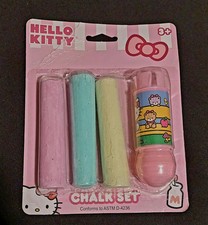 Hello Kitty Chalk Set - 3 Jumbo Sidewalk Chalk Sticks W/ Chalk Holder NEW