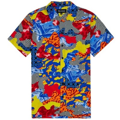 REASON WAVY ALLOVER PRINT SHORT SLEEVE SHIRT