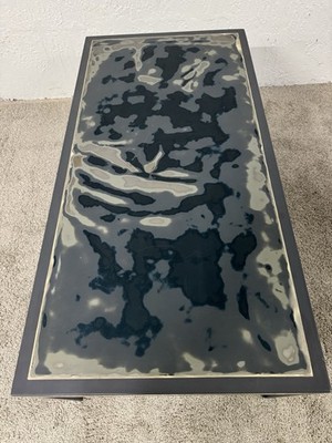 Kiel Arto Design Modern Resin Coffee Table Abstract Art Metal Frame