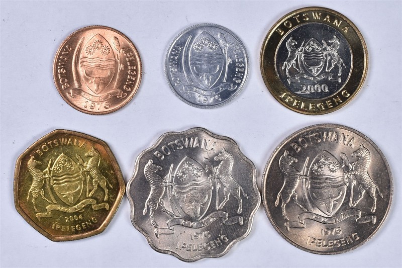 1976-2004 Botswana - 6 Coin Lot - Mixed 