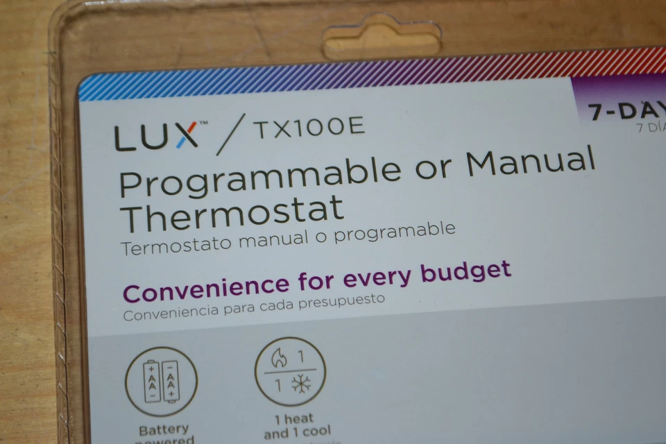 Lux ~ TX100E ~ 7 Day Programmable Or Manual Thermostat Battery Powered USA (C) - Image 2 of 3