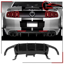 For 13-14 Ford Mustang GT500 Rear Bumper Diffuser Gloss Black PP w/ V3 Style Fin