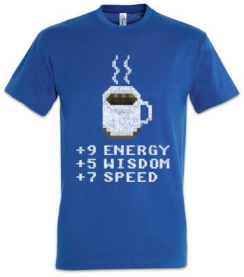 Pixel Coffee T-Shirt Gamer Games Gaming Fun Geek Nerd RPG MMORPG Larp Roleplay