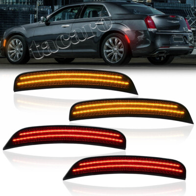 For 2015-2023 Chrysler 300 Front Rear LED Side Fender Marker Lights Smoked Lamp
