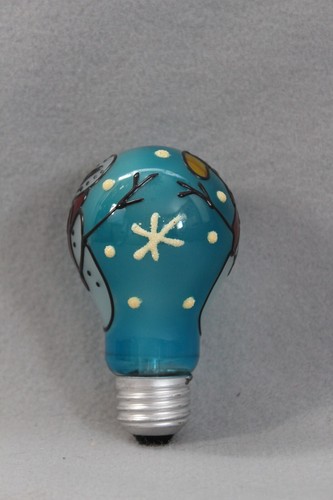 Vintage Handpainted Snowman Light Bulb Folk Art VTG WORKS! Blue Bulb - Picture 6 of 9