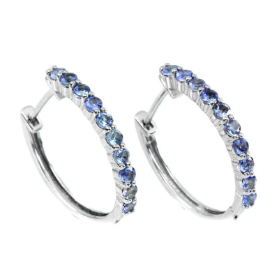 925 Sterling Silver Earrings Round Tanzanite Natural Gemstone Jewelry