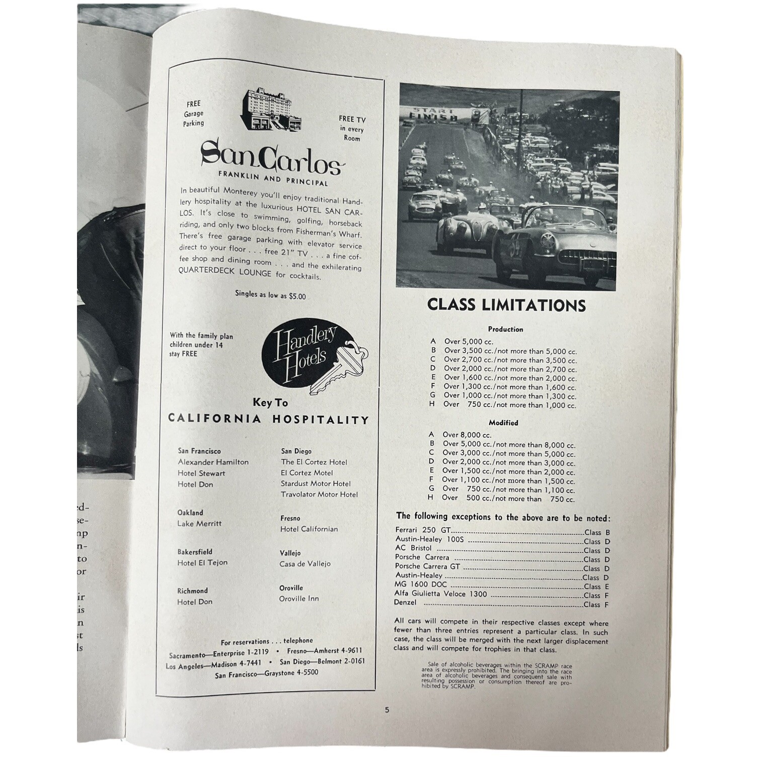 Vintage 1960 Auto Race Program Laguna Seca Monterey Peninsula California