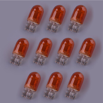 10PCS 7443 AMBER STOCK TAIL LIGHT T20 BRAKE STOP TURN SIGNAL BULBS 7443NA