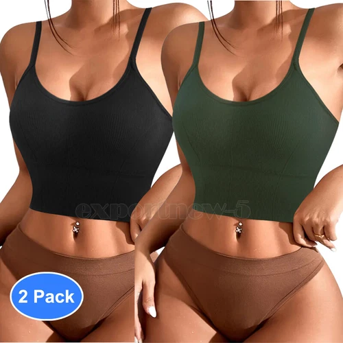 Women Strappy Sport Yoga Low U-Back Bralette Padded Bra Crop Top Cami Vest Tank - Bild 36 von 43