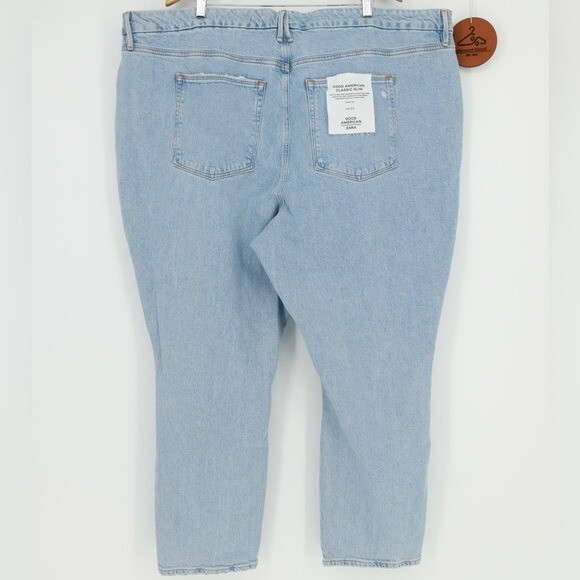 GOOD AMERICAN X ZARA Classic Slim Distressed Light Wash Jeans NWT Size 28 thumbnail 2