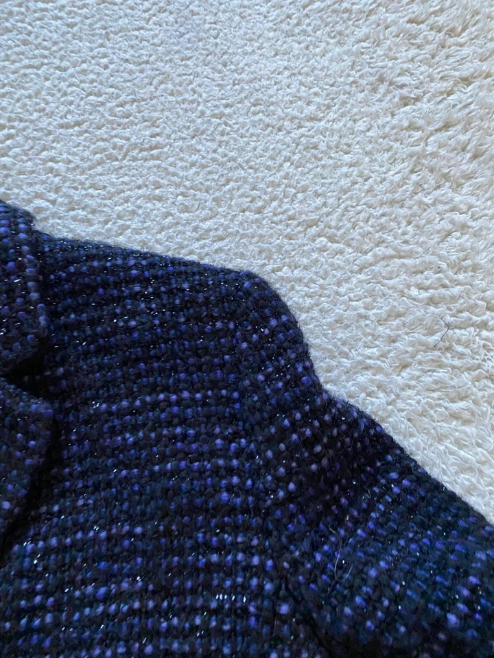 Blazer Jones New York Mujer Brillo Cuadros Manga Larga Tejido Muesca Azul Marino Talla 8 Foto 4 de 4