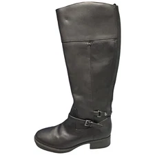 Easy Spirit Tau Boots Womens Size 6 Black Leather Round Toe Knee High Side Zip