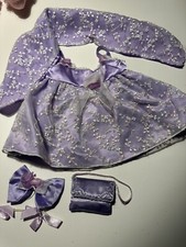 Build A Bear Purple Sheer Easter Dress Shawl Purse Sandals Bow Shoes NICE Set