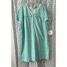 Vtg JIT Floral Cottage Romantic Prairie House Dress Gown Mint Green M