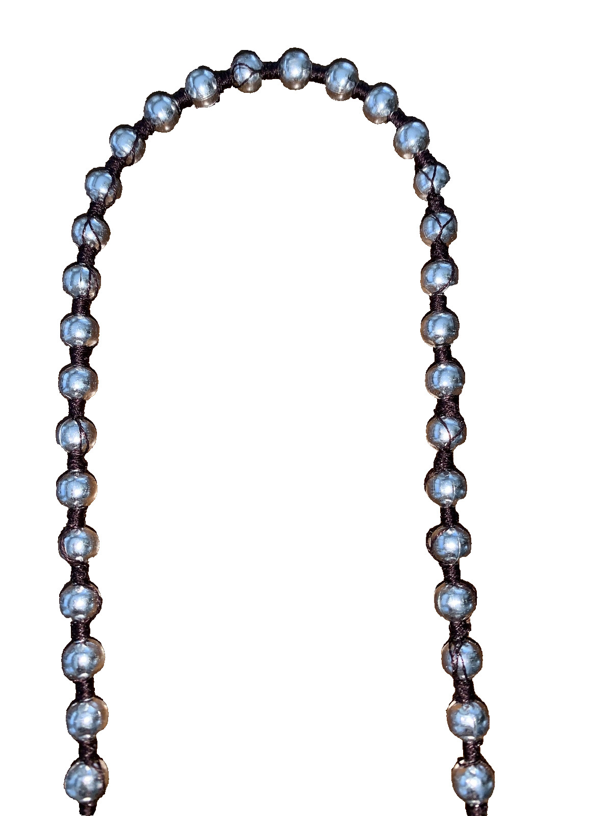 long Silver Multi Stranded beaded Necklace 18” - image 5