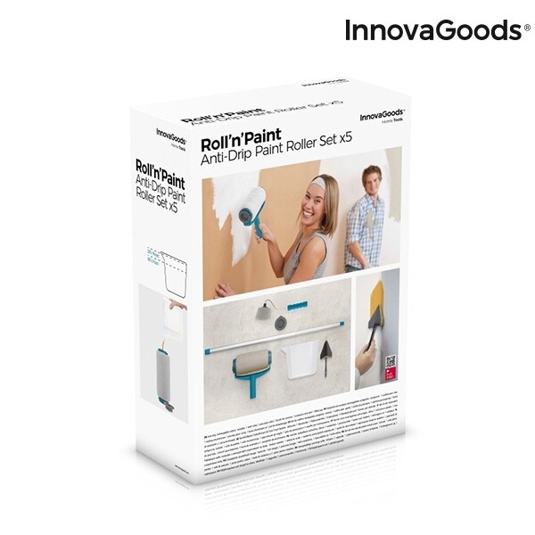 Rouleau de peinture anti-goutte Innovago en microfibre bleue pour repeindre facilement le salon