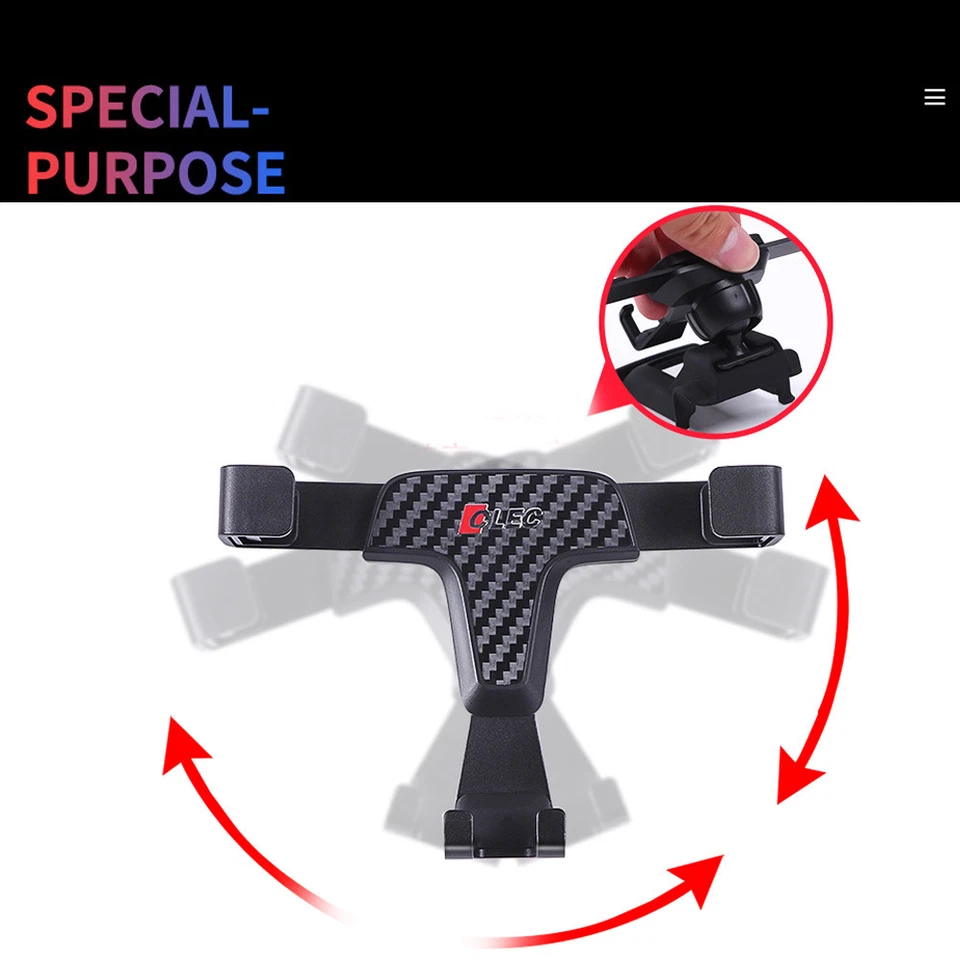 Carbon Fiber Printing Gravity Phone Mount Adjustable Holder For 12-18 Audi Q5 - Image 4 of 4