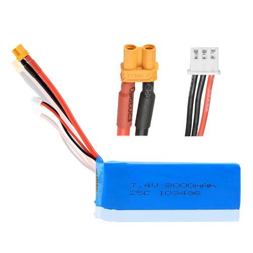 1× 7.4V 3000mAh 25C Lipo battery+ XT30 Plug for MJX Bugs 8/6 B8 B6 RC Quadcopter - Picture 2 of 7