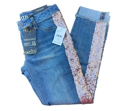 Girls VIGOSS Adjustable Jeans Size 10 Ankle Skinny Stretch NEW