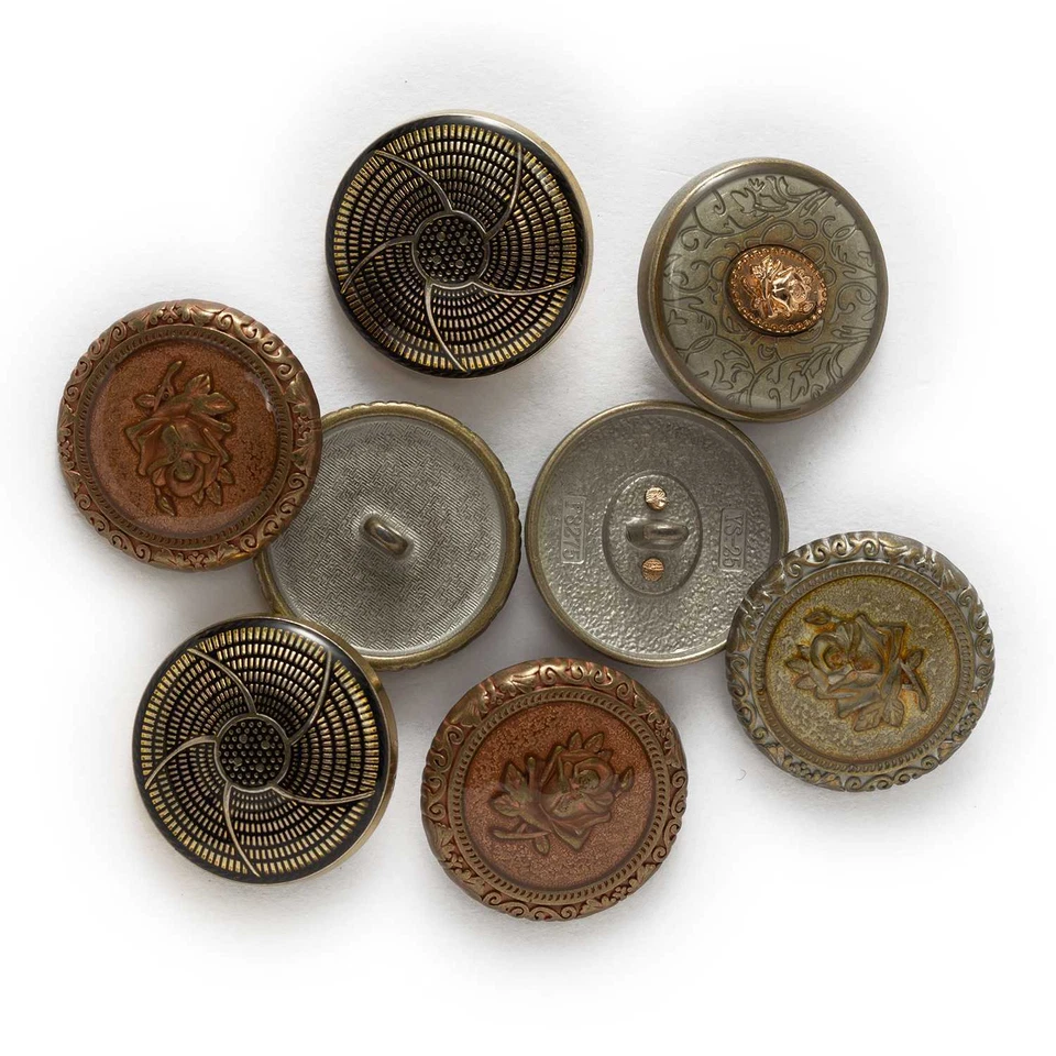 5pcs Enamel Pearl Retro Metal Shank Button Sewing Coat Jacket Crafts Gift Decor - Image 4 of 4