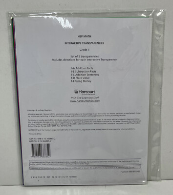 HSP Math Interactive Set of 5 Transparencies Grade 1 Addition Facts, Subtraction