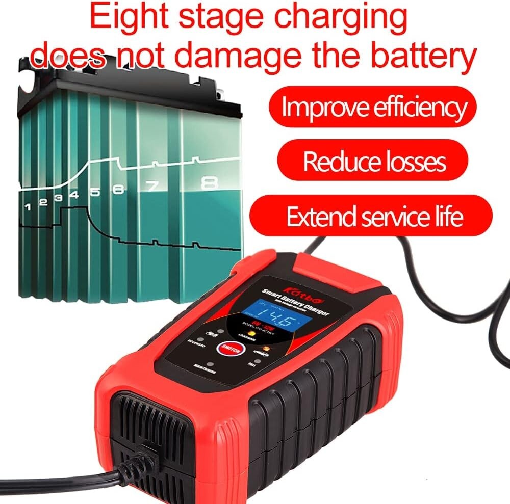 Katbo 6 Amp Smart Battery Charger AutoVoltage Detection 6V 12V
