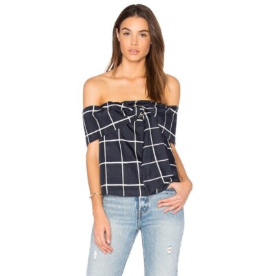 plaid off the shoulder top