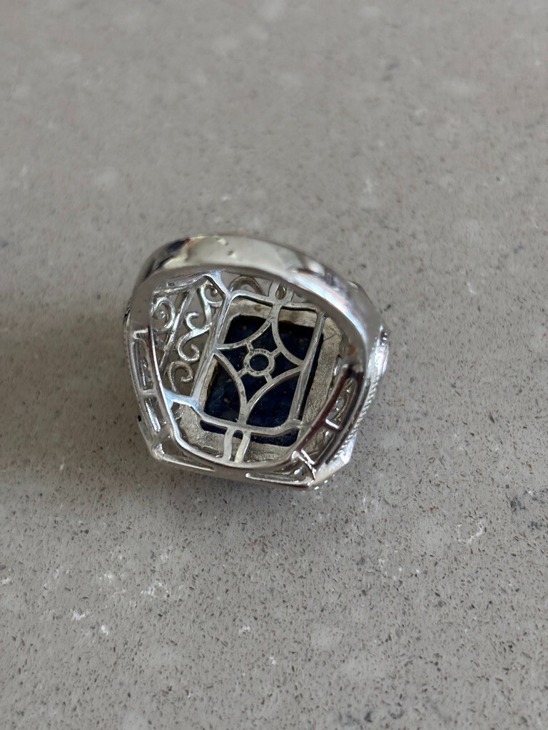 Lapis Rectangular Stainless Steel Statement Ring … - image 5