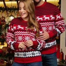 Winter Mom Dad Kids Sweaters Christmas Family Couples Jumpers Thicken Xmas