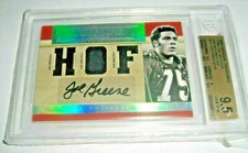 JOE GREENE 2007 NATIONAL TREASURES GAME USED TRIPLE JERSEY AUTO 5/10 SIGNED CARD