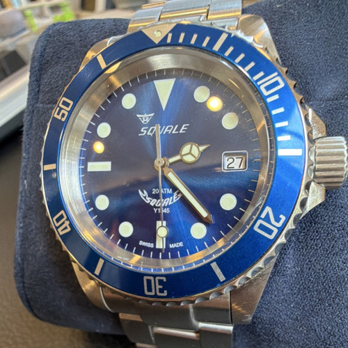 🔵 Squale 1545 20 Atmos Y1545 Blue Dial & Bezel Swiss Automatic Dive Watch